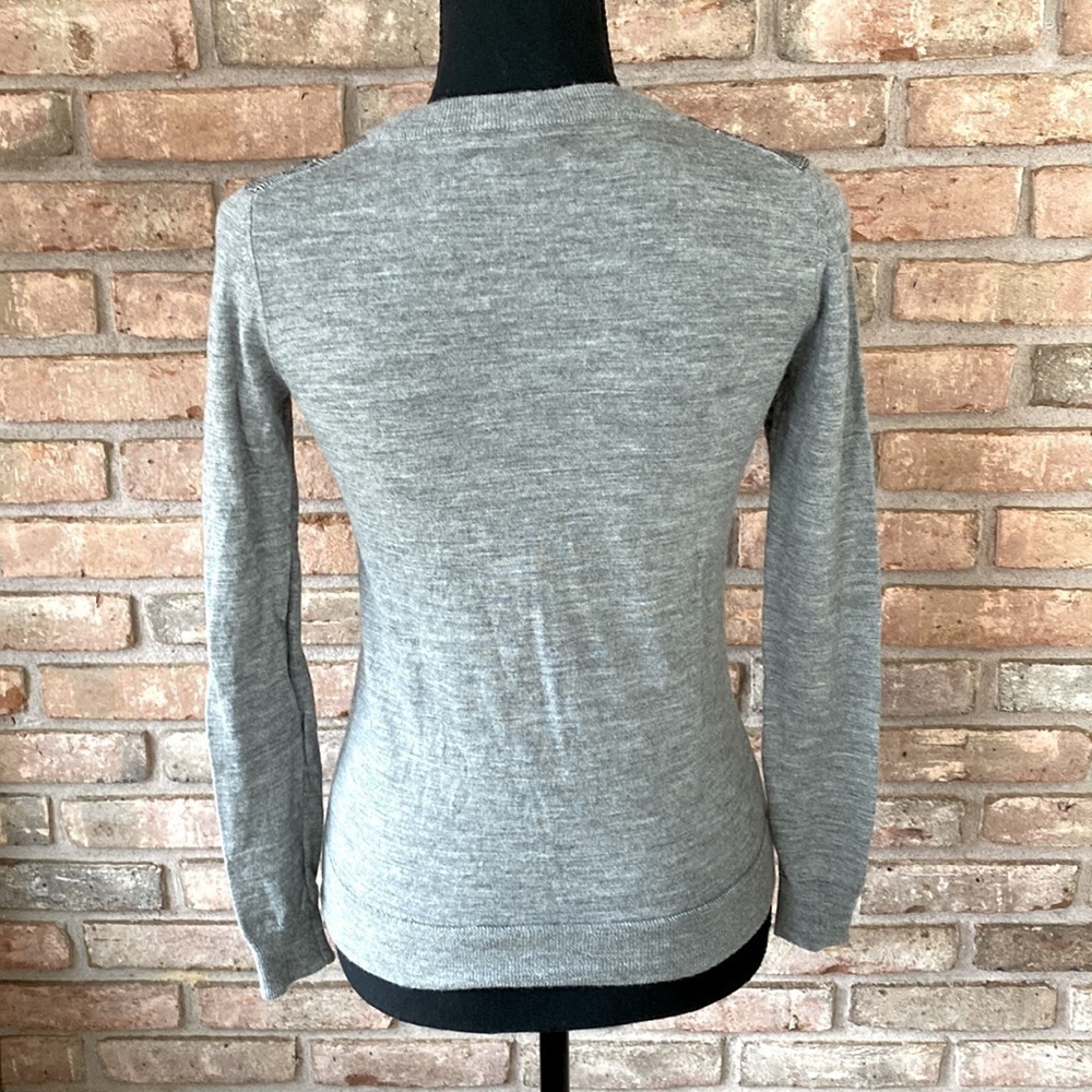 J Crew XXS Rhinestone Plaid Sweater Heather Grey NWOT - Picture 7 of 11